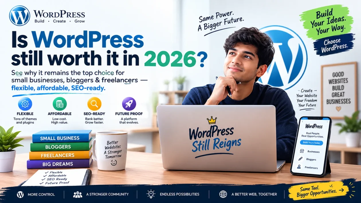 Is WordPress still worth it in 2026? WordPress benefits for small businesses, bloggers, and freelancers.